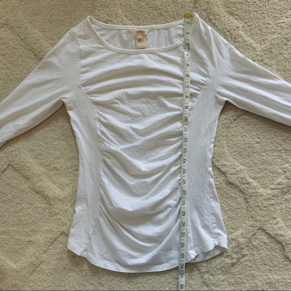 Sundance White 3/4 Sleeve Ruched Top - Picture 4 of 6
